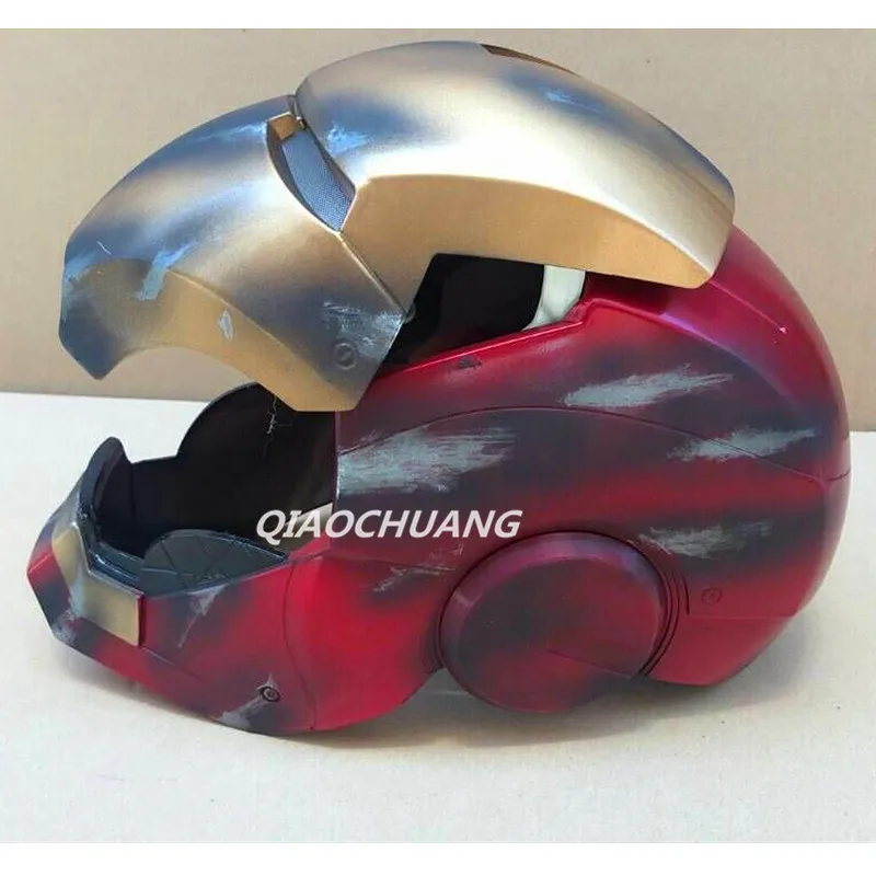 

Avengers Iron Man Helmet Wearable Computer Tony Stark Cosplay Mask With LED Light War Damage Version For Children Model Toy