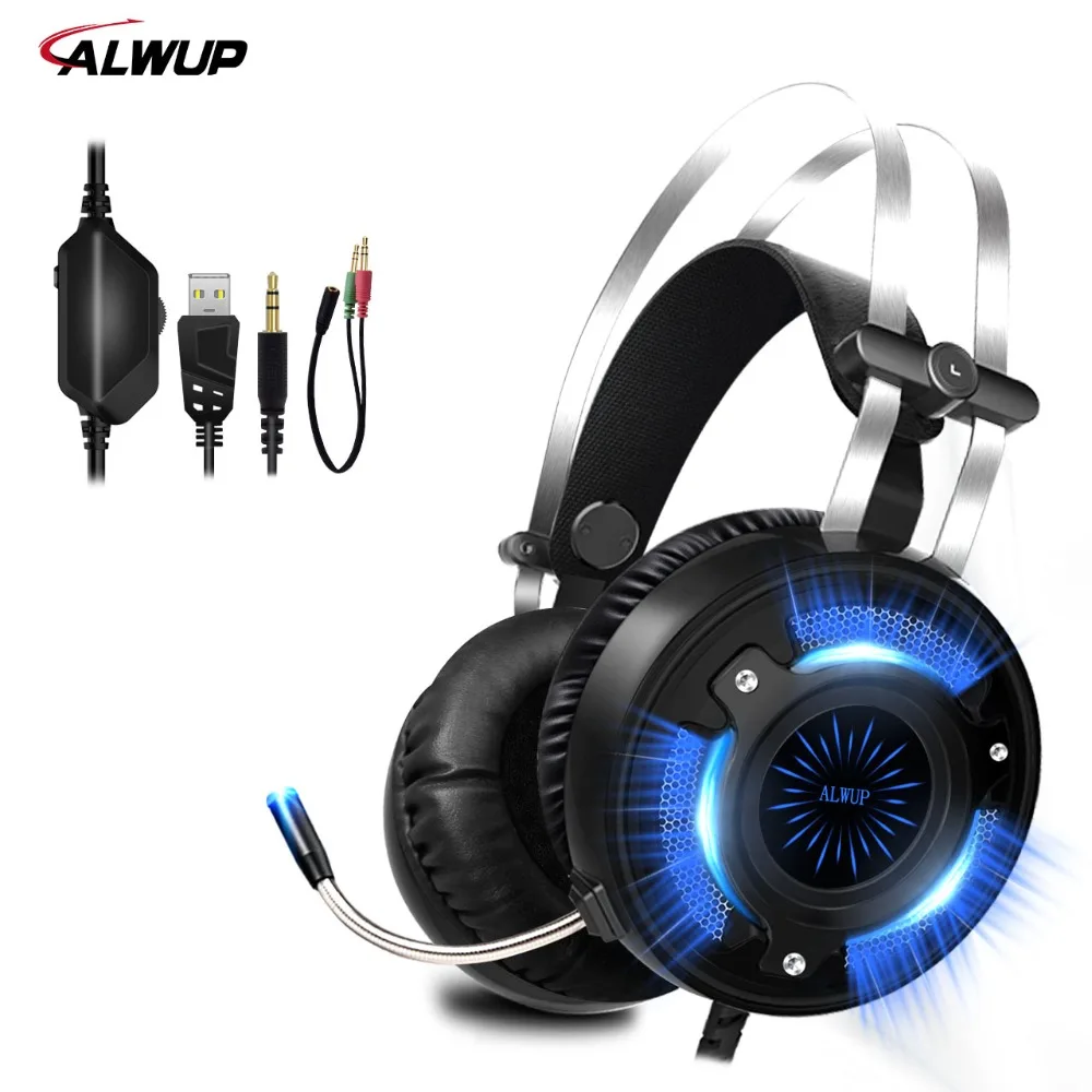 ALWUP A6 USB Gaming Headset For PS4 Xbox One PC 2 2m Wired Gaming Headphone For