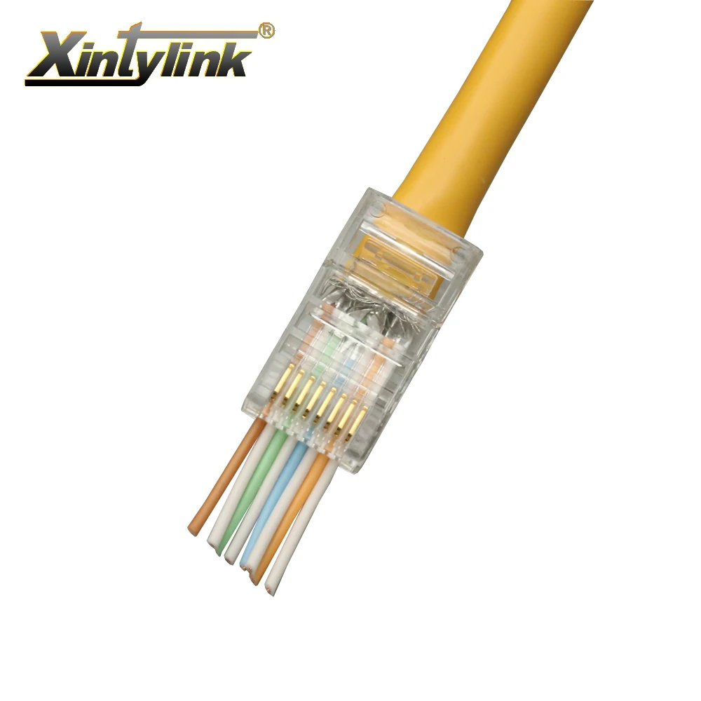 xintylink 100pcs EZ rj45 connector rj45 plug cat5 cat5e network connector 8P8C unshielded male utp ethernet modular terminals xintylink 50pcs rj45 connector rj45 plug cat6 network connector gold plated utp male 8p8c unshielded ethernet connector load bar