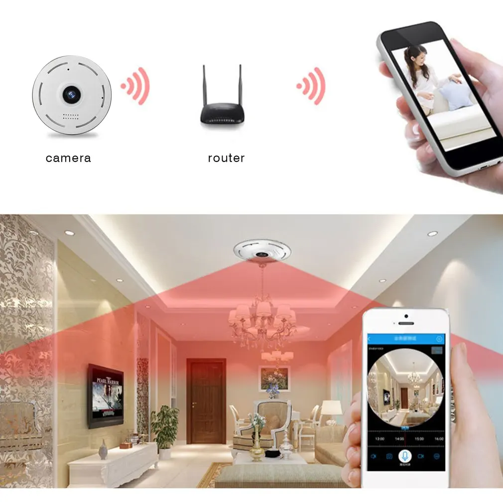 

360 Degree Waterproof VR Panorama Mini P2P Home Security IP Camera IR Night Vision 960P HD Monitor Surveillance Security Camera