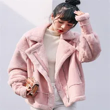 Женская свободная куртка из овечьей шерсти с отложным воротником, верхняя одежда, пальто Chaqueta de mezclilla mujer