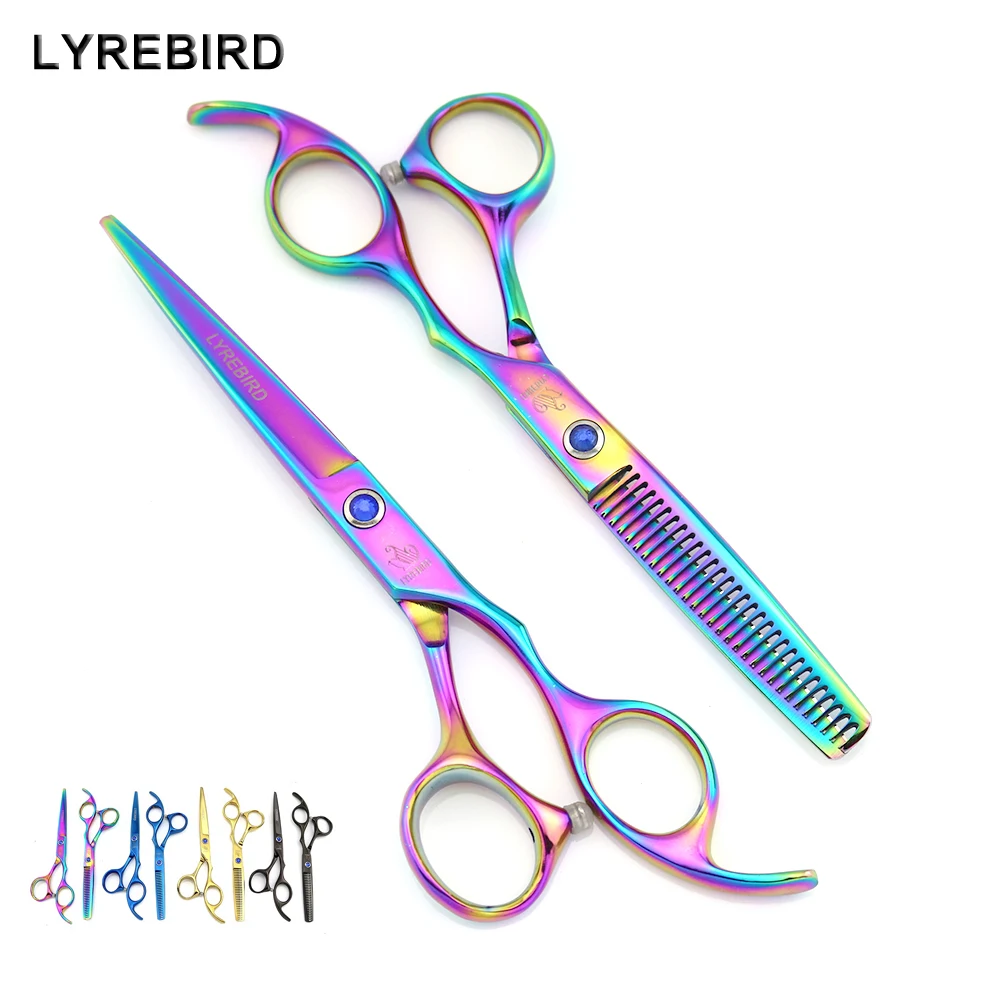 

Japan Hair scissors hairdressing scissors 5.5 INCH Hair shears Hair cutting scissors Rainbow Golden Black Blue Lyrebird NEW