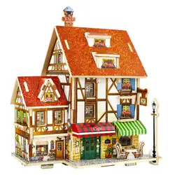 Robud 3D Франции Cafe Пазлы игры деревянная модель строительные Наборы Популярные Развивающие игрушки Хобби Подарки для детей F125