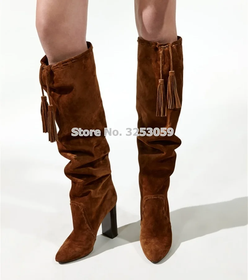 brown suede over the knee boots
