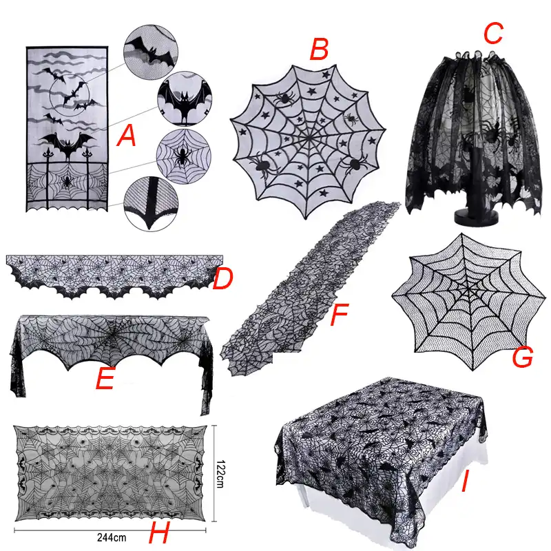 Halloween Decoration Lace Spider Web Tablecloth Fireplace Mantel