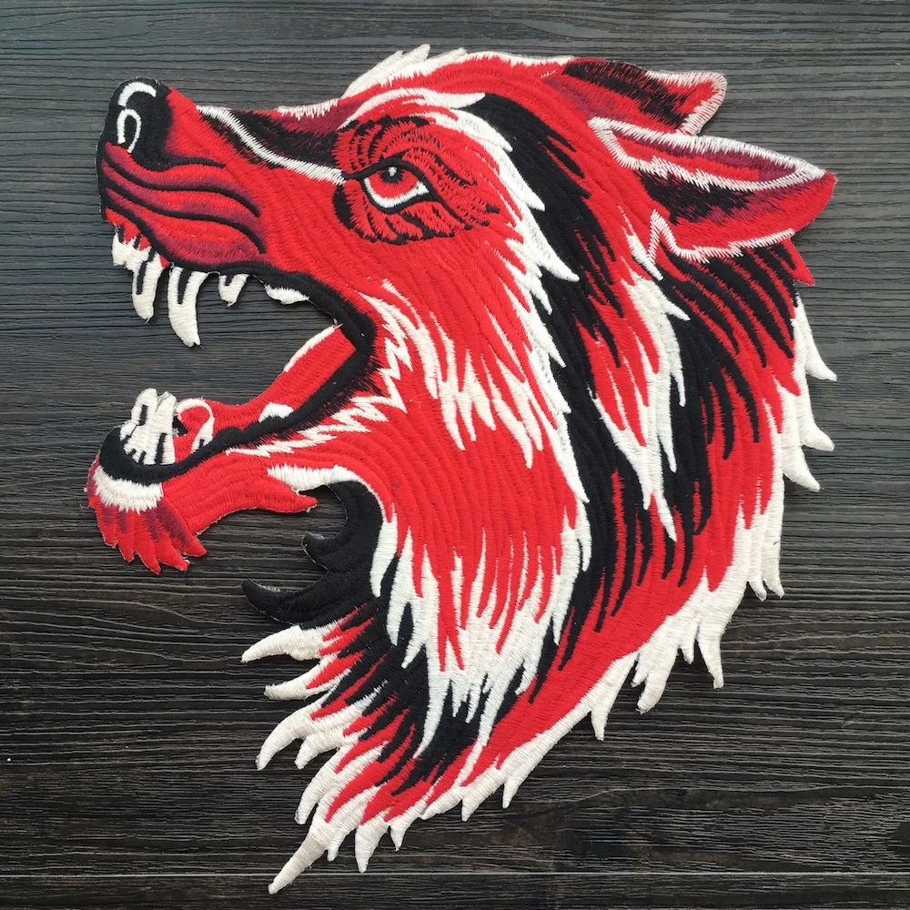 

1Pcs Water Soluble Cool Big Wolf Iron on Embroidery Applique Patches, Iron on Patches Applique for Clothes LSHB653