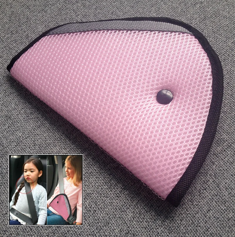 

PINK Soft Triangle Baby Kids Children Car Safety Seat Belts Seatbelt Cover Pad Adjuster Clip Child Travel Positioner Harness