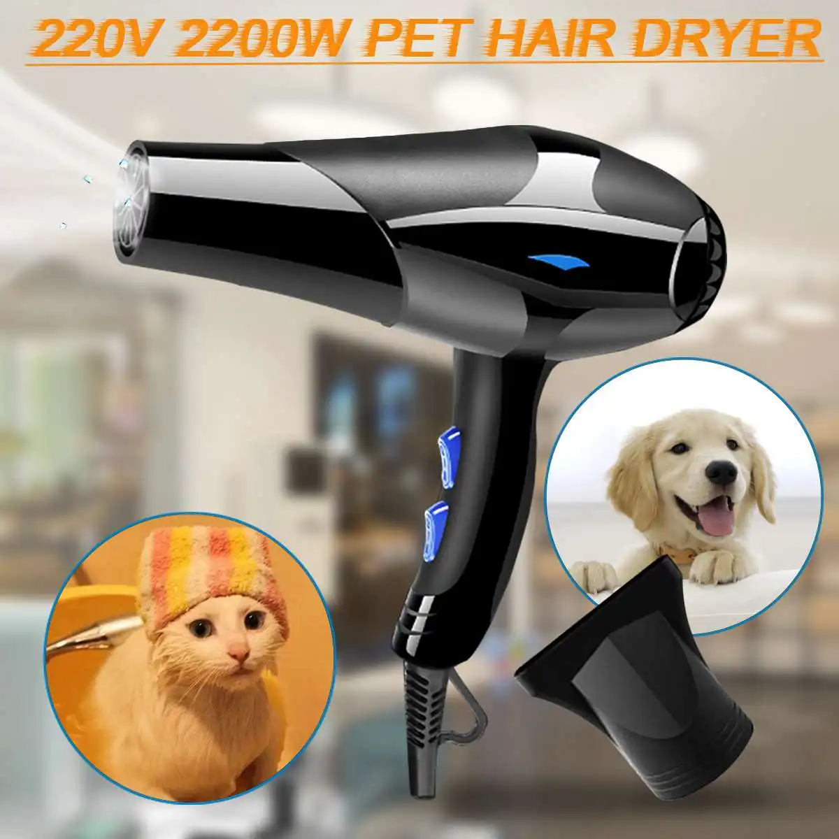 

Portable 220V 2200W Professional Electric Hair Blow Dryer Blower Diffuser Comb Hairdressing Salon Styling Traveller Home