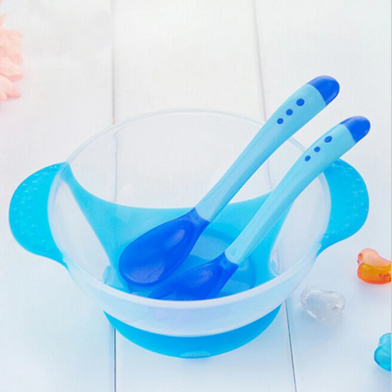 

UNIKIDS 1PC Baby Spoon Bowl Learning Dishes With Suction Cup Assist Food Bowl Infant Temperature Sensing Spoon Tableware