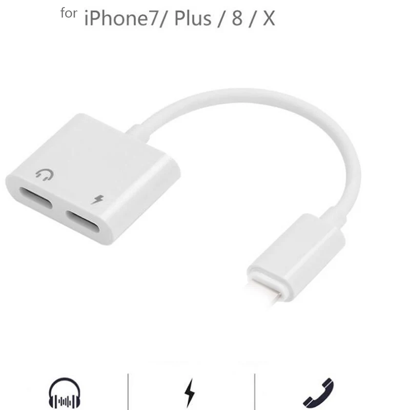 2 в 1 для Lightning адаптер iPhone 7 зарядный 8 Plus 10 X Зарядное устройство разветвитель