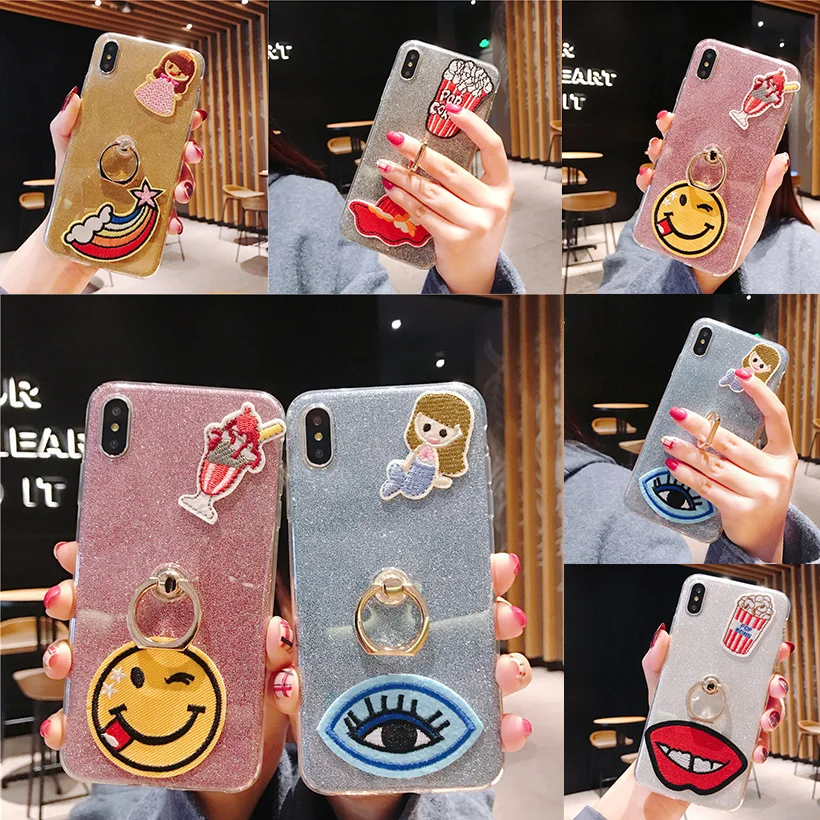 Блестящие чехлы-кольца для Huawei Y9 Y7 Y6 Prime Pro 2019 2018 2017 Y5 Y3 ii Bling Patch Cover Bumper |