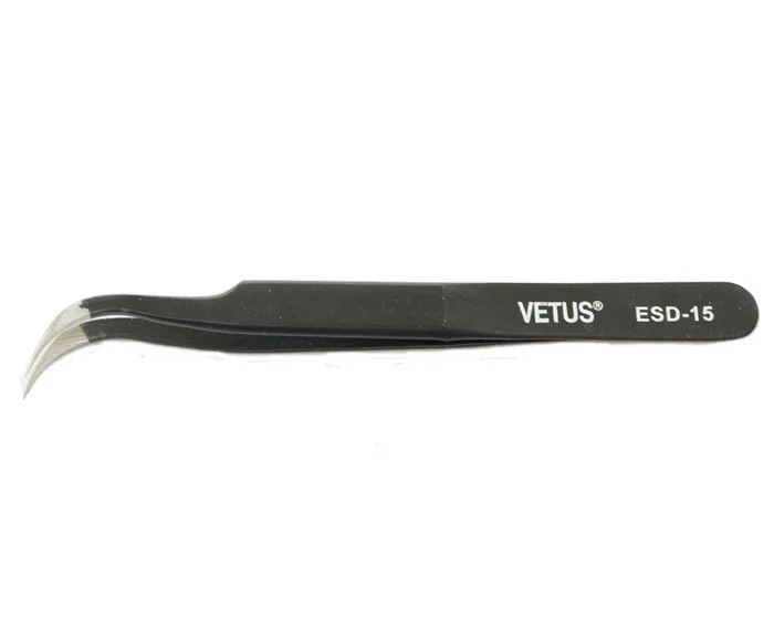 1 шт./лот нержавеющая eyelashtweezer VETUS ESD пинцет Анти-статический Пинцет ESD15 прямые и хорошее качество