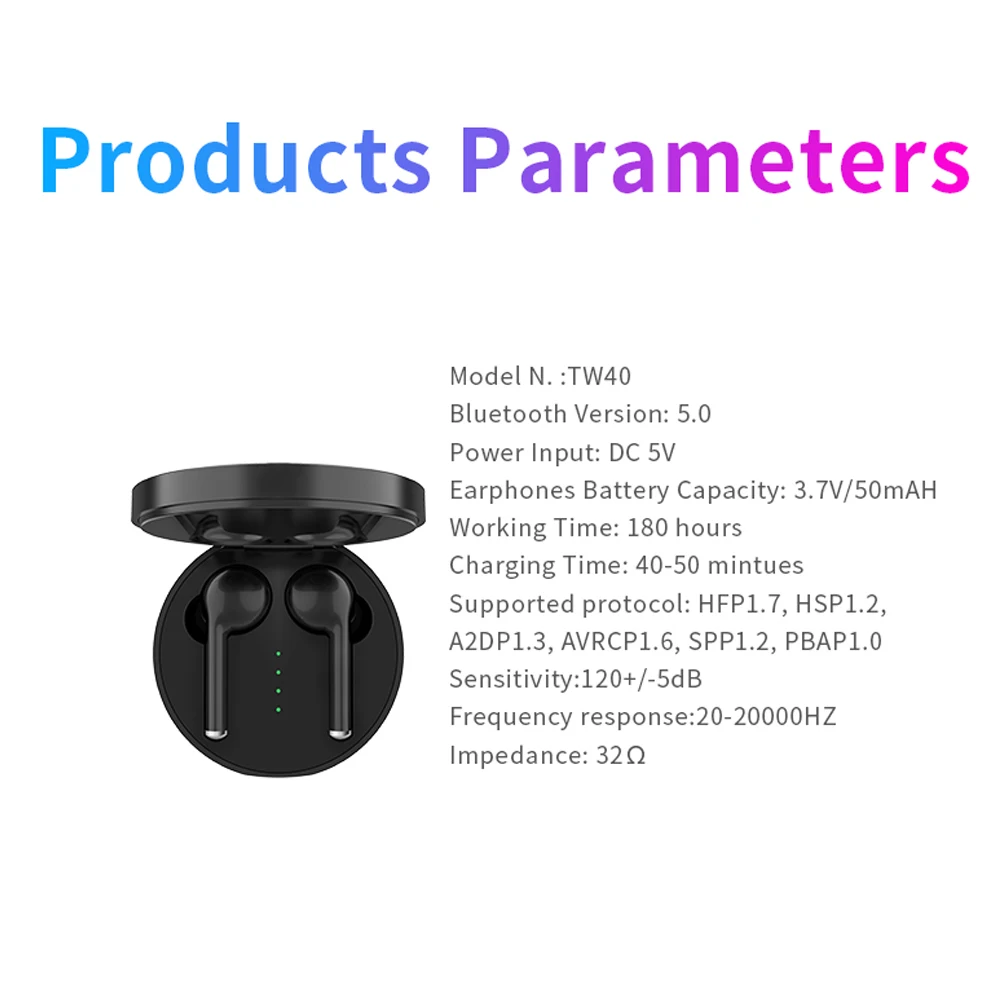 FDBRO Новые горячие TW40 TWS Беспроводные Bluetooth 5,0 наушники стерео HiFi Звук гарнитура громкой связи звонки наушники с зарядным устройством