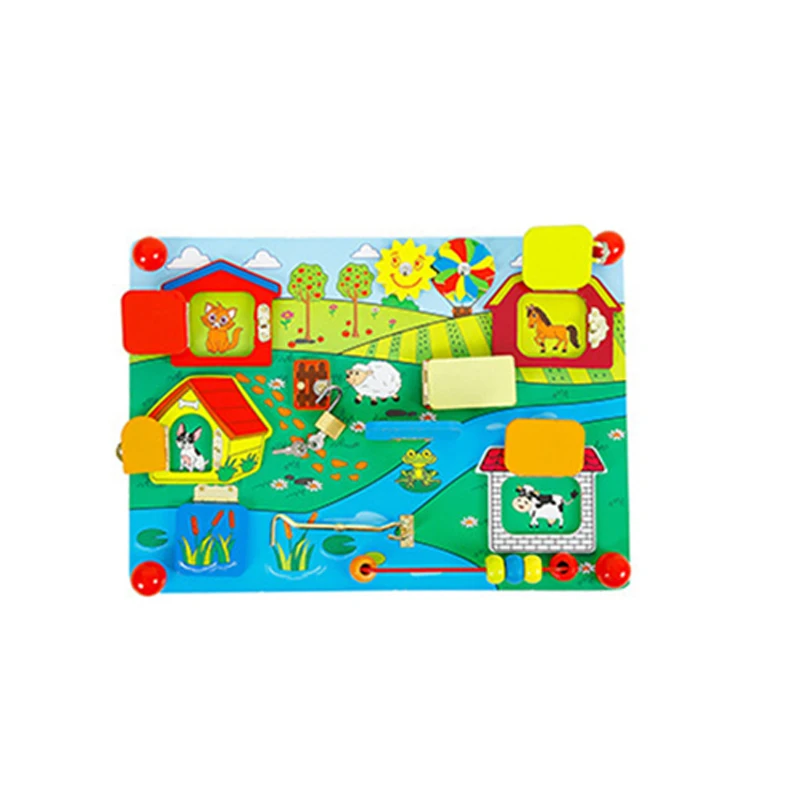 

Popular Baby Activity Lock Latches Board Sensory Basic Skill Learning Toy Gift
