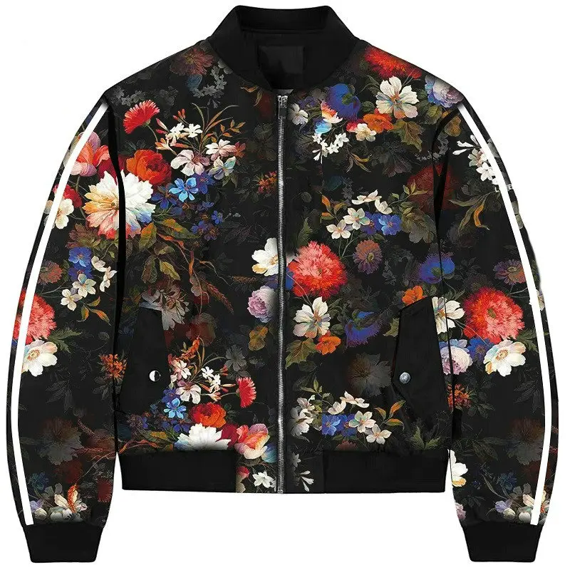 

ZOGAA Plus Size Autumn Women's Jackets Retro Floral Skull Printed Coat Female Long Sleeve Outwear Clothes Bomber Jacket Tops 3XL