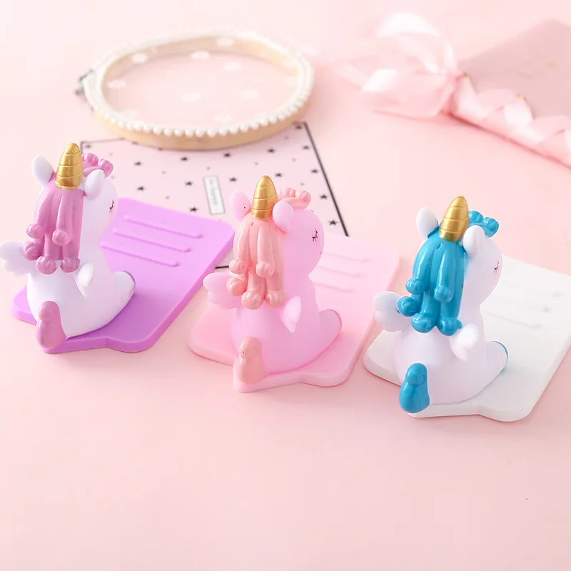 Kawaii ПВХ мягкий резиновый мультяшный Единорог держатель мобильного телефона Настольный многофункциональный регулируемый кронштейн