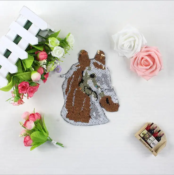 

Horse Patches For Clothes Sew On Sequin Applique Badge Sticker Applications Motif Embroidery Patches DIY Accessories