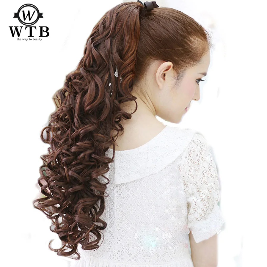 WTB Long Wavy Ponytail Heat Resistant Clip In Pony Tail Hair Extensions Wrap On Hair Hair Ponytails Hair Piece