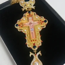 Gift Priest Icons Orthodox Cross-Christian Silver Church Crucifix Religious Baptism Colden