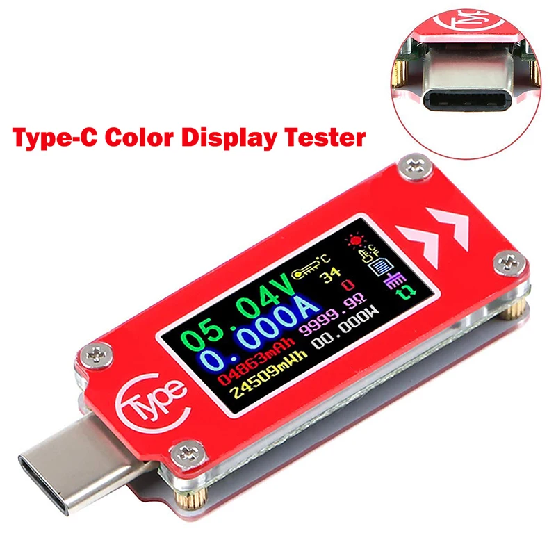 TC64 цветной ЖК-дисплей USB Вольтметр Амперметр измерители напряжения мультиметр батарея PD Зарядка банк питания USB Тестер