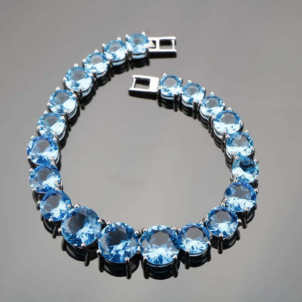 SexeMara талисманы Небесно голубой Камни CZ браслеты для женщин серебро 925 Jewelry длина 18 см год Рождество Подарочная коробка