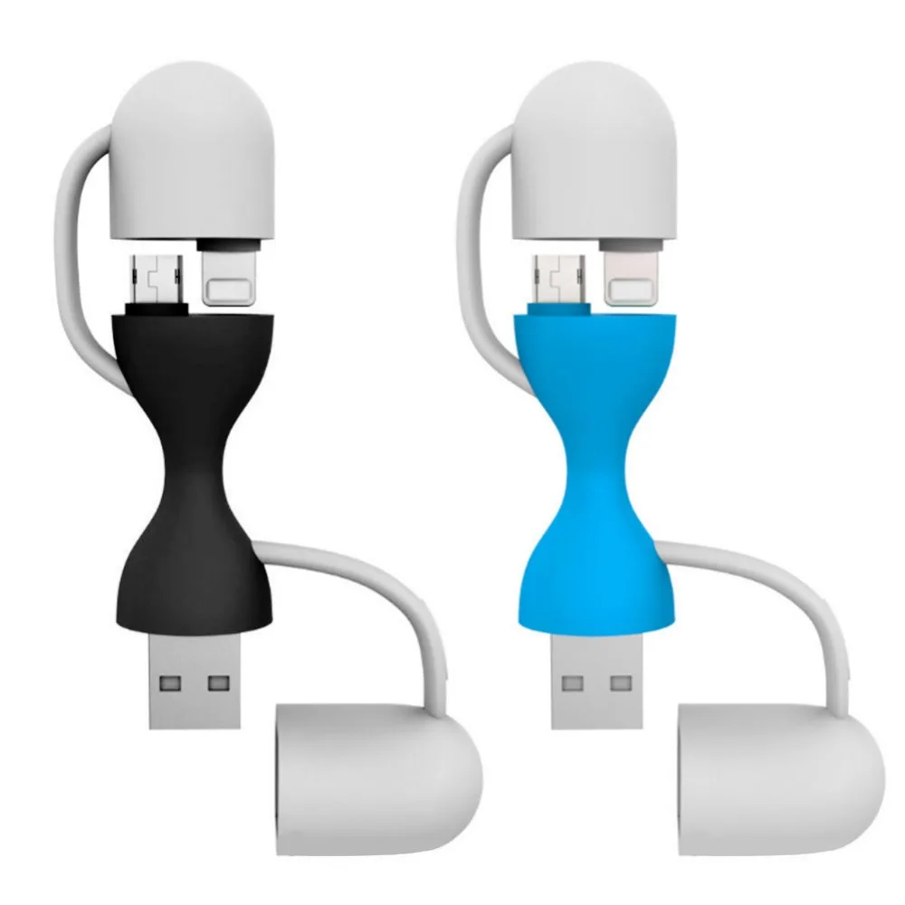 

2 in 1 USB OTG Adapter Key Chain Data Cable 2.1A Micro USB For Iphone 8 X S Plus Samsung Android LeTV Mobile Phones To Computer