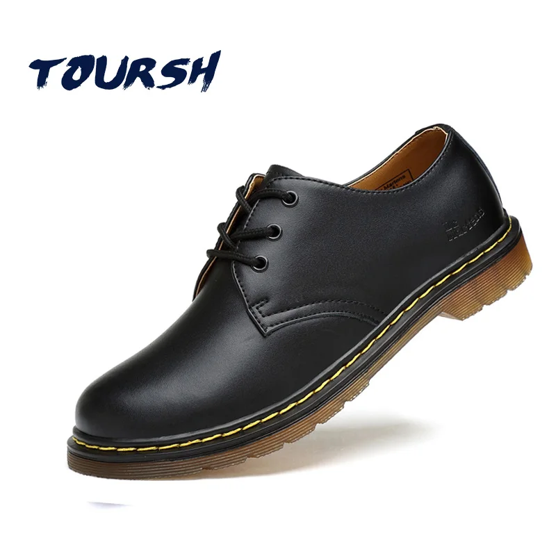 

TOURSH Luxury Genuine Leather Men Shoes Brogue Lace Up Platform Fashion Man Flats Casual Male Shoes Black Brown Red Plus Size 44
