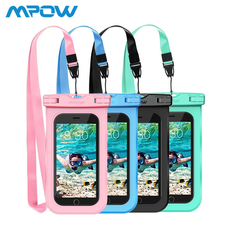 melhor 4 pcs Mpow PA132 IPX8 Telefone À Prova D Água Saco Caso Bolsa Universal Para 4 6 polegada Telefones Celulares Botão Home recorte Tirar Foto Debaixo D Água