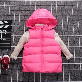 

Children's Hooded down vest winter boys girls Detachable hat Thick warm Sleeveless down jackets Casual kids Solid color vest Top