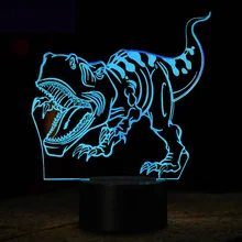 Динозавр 3D ночник креативная электрическая Иллюзия 3d лампа светодиодный 7 цветов Изменение USB настольная лампа с сенсорным управлением для детского подарка