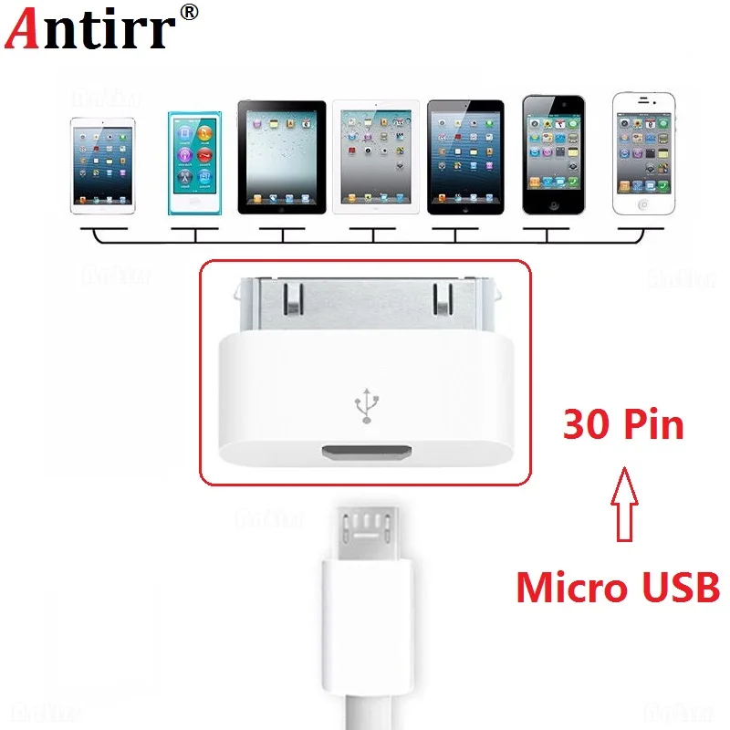 Разъемом Micro USB на обоих концах для подключения внешних устройств к 30-контактный разъём для Apple iPhone 4 4S iPhone4S зарядный кабель адаптер Ультра маленький белый аксессуары для ванной комнаты