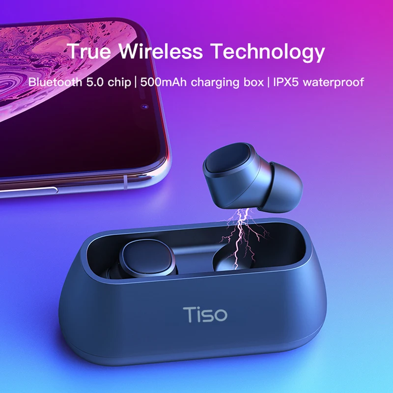 Tiso i4 Bluetooth 5,0 наушники TWS настоящие беспроводные стерео 3D наушники спортивные IPX5 Водонепроницаемая гарнитура с двойным микрофоном