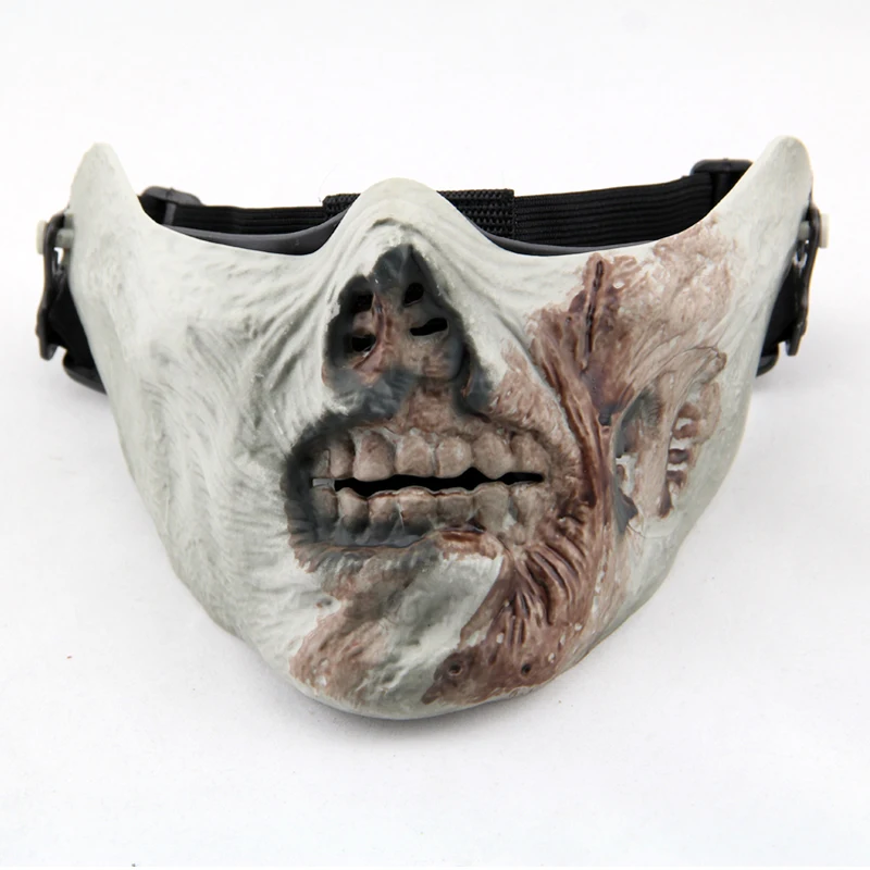 

M05 Zombie Skull Scary Tactical Half Face Cool Airsoft Protective Mask Military Paintball Wargame Halloween Party Cosplay