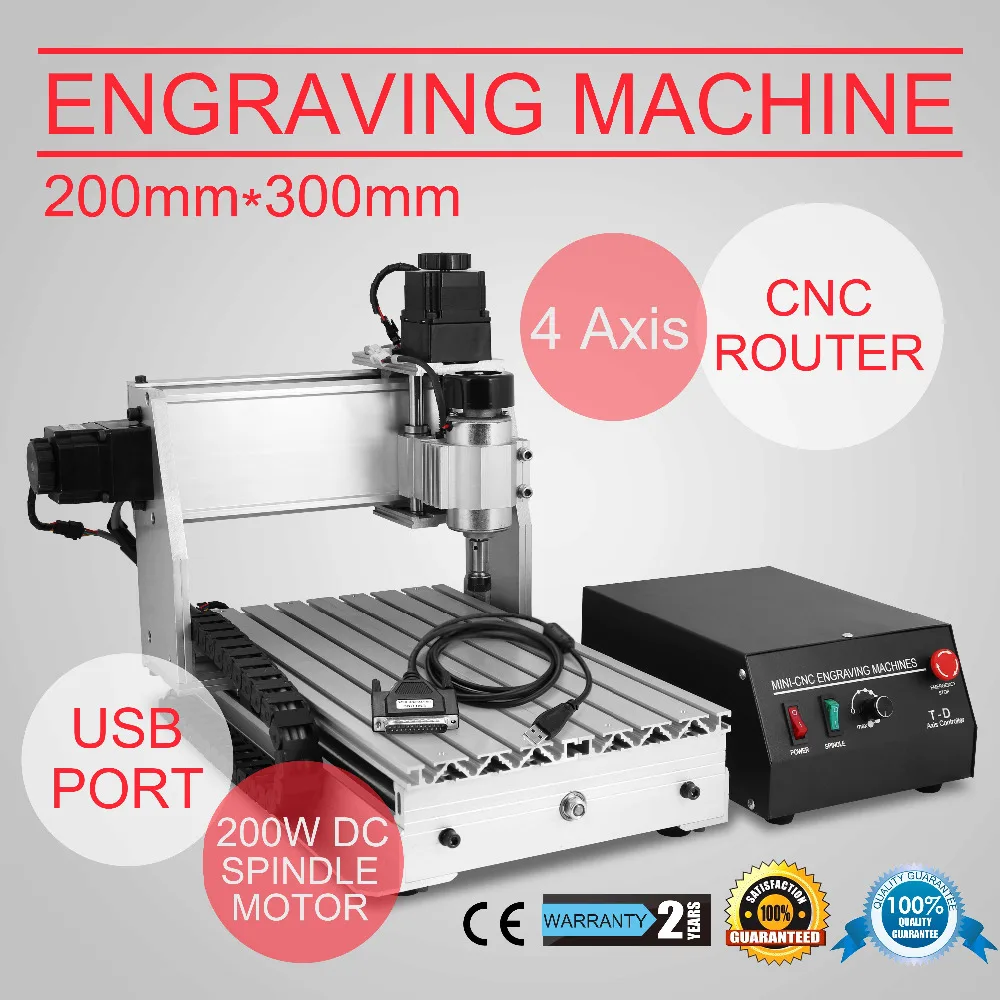 

USB CNC ROUTER ENGRAVER 4 AXIS 3020T CUTTING MACHINE USB PORT CUTTER