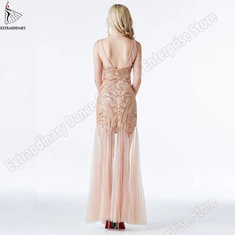 Kaufen Frauen Vintage 1920s Great Gatsby Kleid Flapper Party Formale Kleid V Zurück Perlen Pailletten Sleeveless Partei Art Deco Doppel sexy