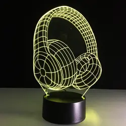 Наушники 3D Настольный светильник светодиодный Красочные собака Ночная подарок на день рождения для детей USB сна освещения украшения дома с