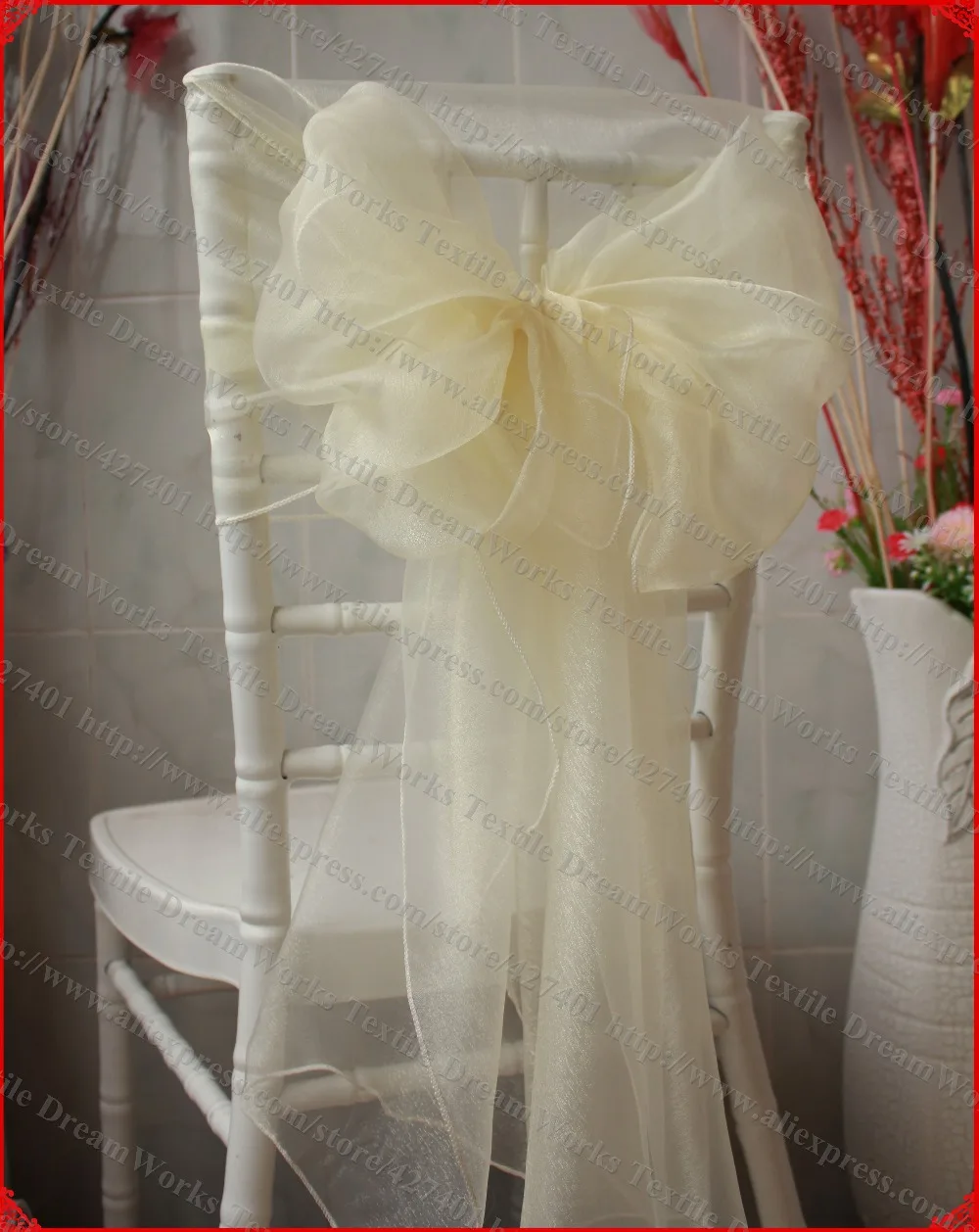 NO.66 Beige Color Organza Chair Hoods/Chair Caps/Chair Cover Sash For Wedding Event&Party&Home