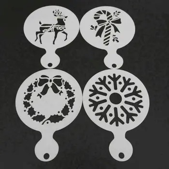 

4pcs/set Christmas Coffee Stencils Plastic Cookie Cappuccino Latte Art Mold Coffee Decoration Barista Tools