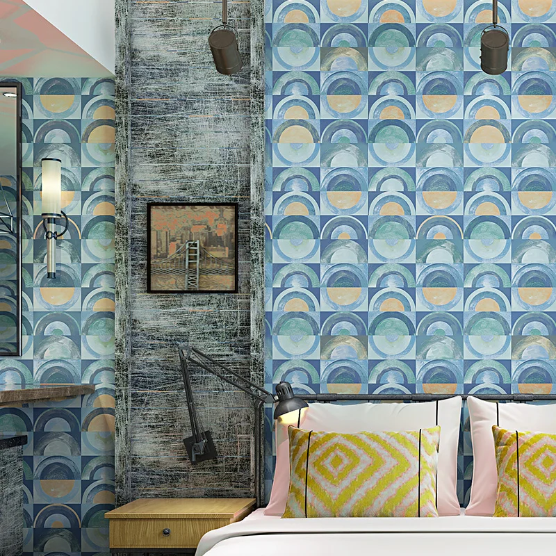

Geometric Wall Papers Home Decor for Living Room Walls Mural Blue Grey Wallpaper Roll Bedroom Decoration papier peint