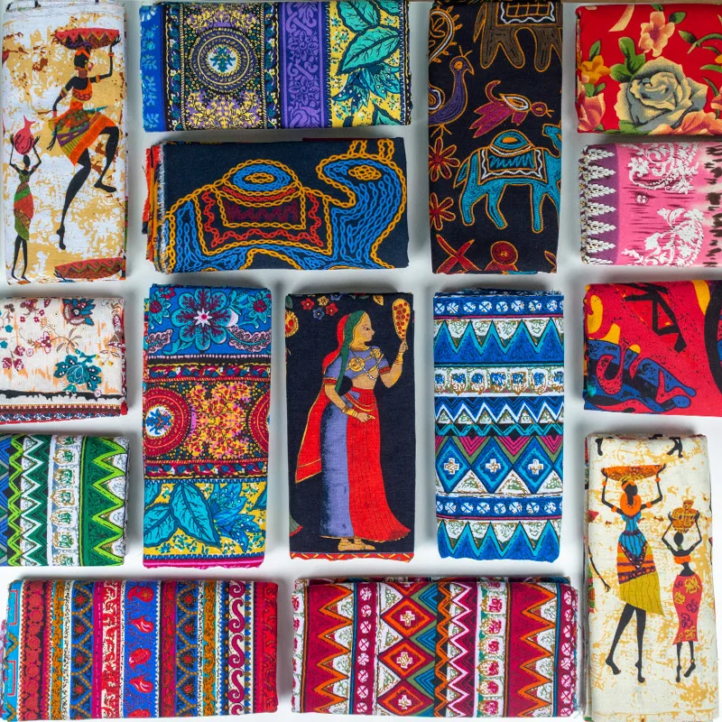 

50x145cm African fabric Cotton Linen vintage printing cloth DIY Handmade Textile Sewing Patchwork For Bags Dress tablecloth
