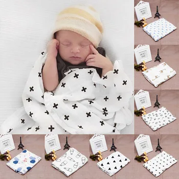 

Soft Muslin Baby Swaddling Blanket Newborn Infant Cotton Swaddle Towel 120x120cm-TZ