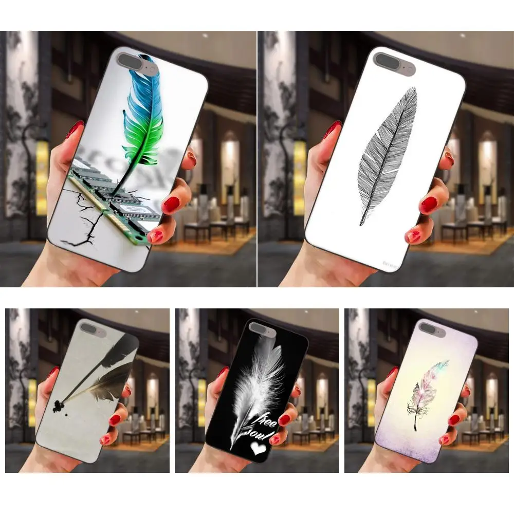 

For Xiaomi Redmi Note 2 3 4 4A 4X 5 5A 6 6A 7 Go Plus Pro S2 Y2 Soft Protective Case Feather Pen Diy Back Cover