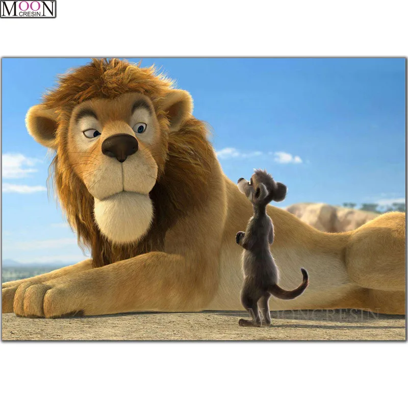 

5D DIY Diamond Painting Cross Stitch Lion & Mouse Contest Diamond Embroidery Square Full Dirll Diamond Mosaic Decoration Animals
