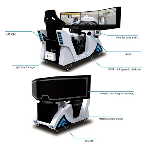 Three Screen Amusement Equipment Simulator Coin Operated Drive Car Racing Arcade Game Machine For Teenagers Adults