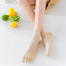1 пара, Летние Стильные тонкие хлопковые женские носки с пальцами, одноцветные дезодорирующие летние носки с пятью пальцами, носки-башмачки, Z0311