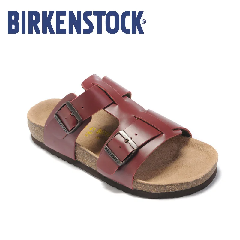 

Birkenstock Sandals Men summer Beach Soft Slippers Leisure Leather Flat Flip Flop Sandalias playa hombre EU40-45 hot sale