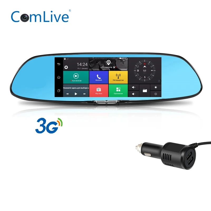 Camlive C08 Автомобильный видеорегистратор bluetooth gps навигация две камеры HD1080P зеркало