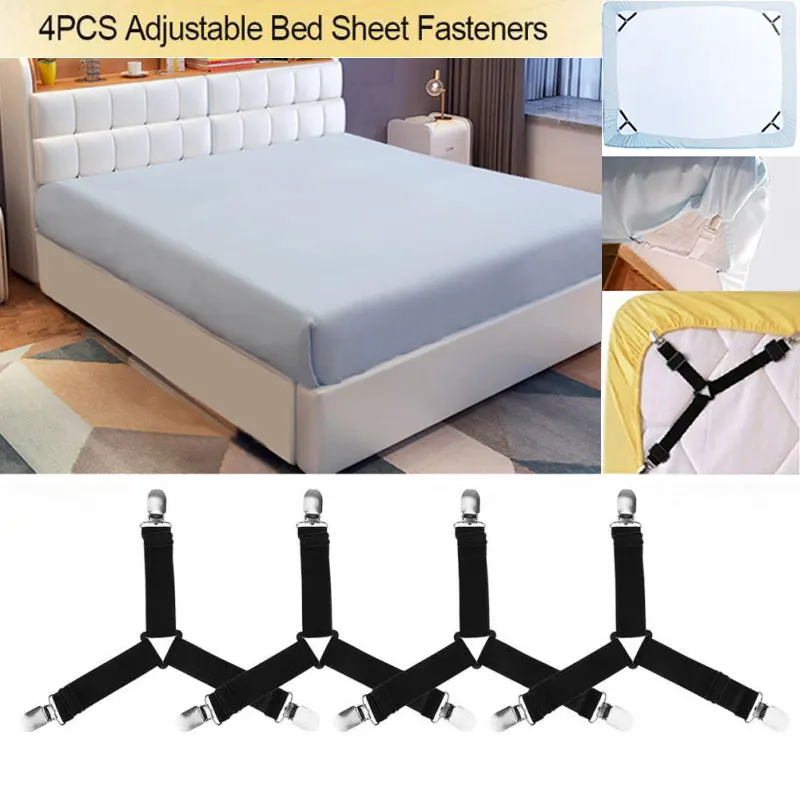 

4Pcs/Set Bed Sheet Clip Beds Curtain Belt Fastener Mattress Elastic Non-slip Clip Blanket Gripper Tablecloth Fasteners Gadgets