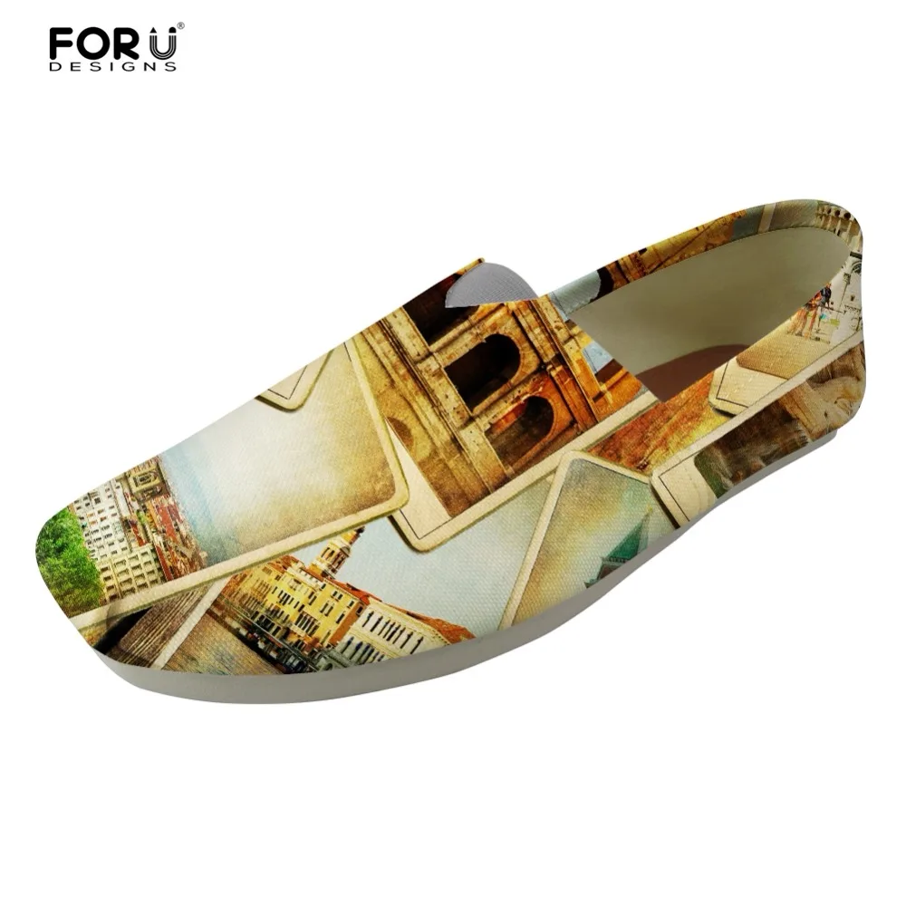 

FORUDESIGNS Retro Building Travel Fashion Girls Casual Flats Shoes Comfortable Canvas Lazy Walking Shoes for Student Women Shoes
