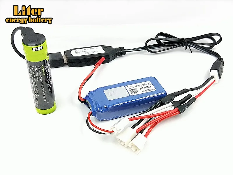 3 шт 7,4 V 1400 mAh 803063 25c Батарея USB Зарядное устройство 3 в 1 зарядный кабель для Tarantula X6 MJX X101 X102h X1 H16 WLtoys V666 V262 V353 V333